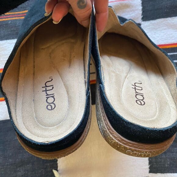 Earth Flan Black Suede Slip On Mule Shoes. Size 8.5 M. Boho. Whimsygoth. - Picture 8 of 9